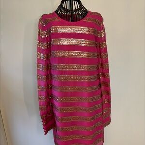 Dallin Chase Fuchsia Dress with Gold Sequins